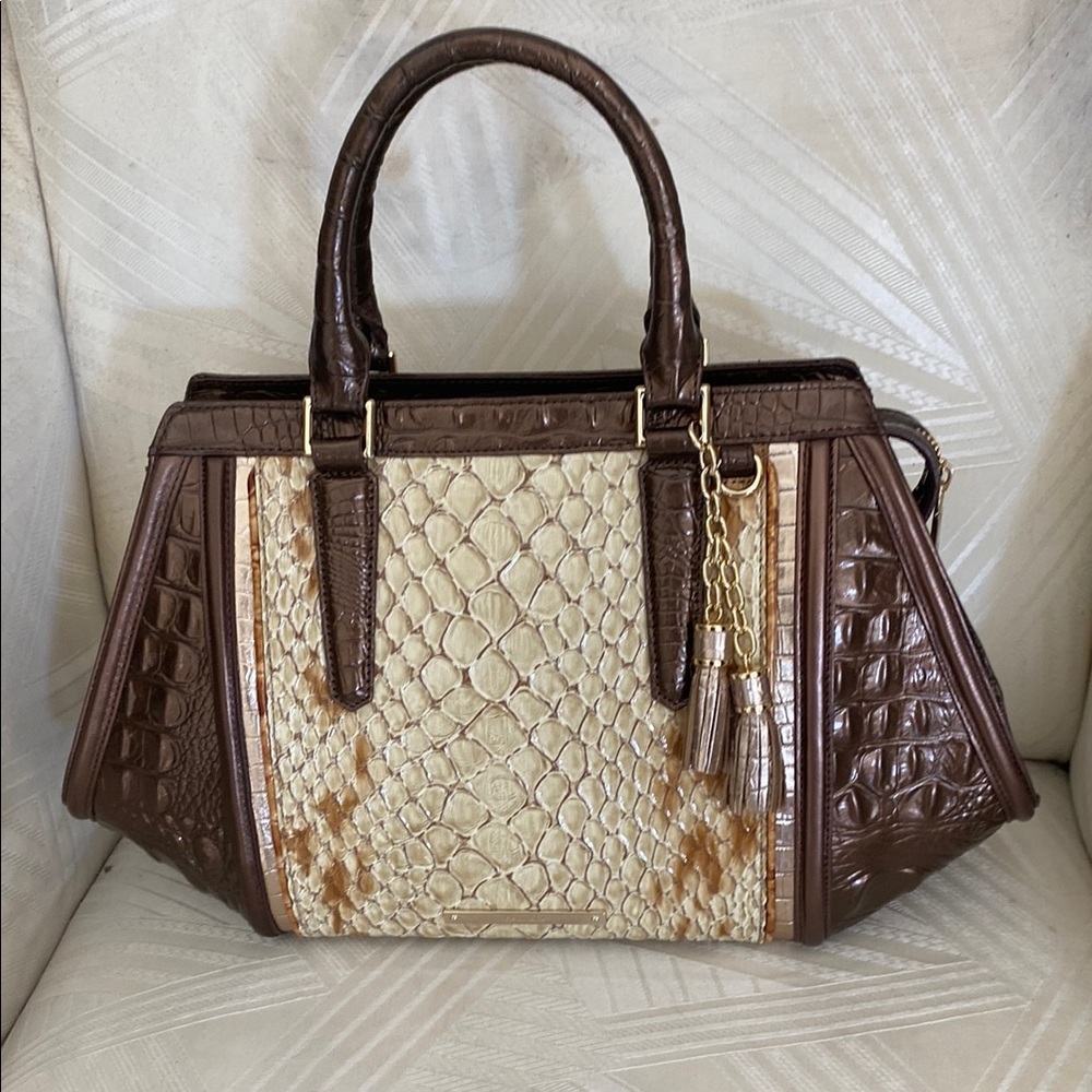 Brown and Cream Designer Handbag by Brahmin
